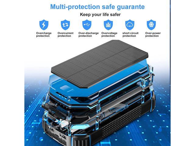 Solar Power Bank 36000mAh,Qi Wireless Charger Built in 3 Cables, Portable Charger Battery Bank with 3 Input 4 Output,Waterproof Battery Pack...