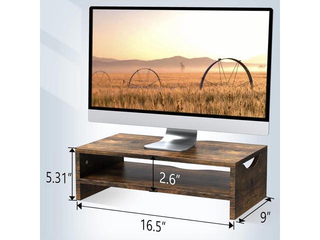 Zimilar Monitor Stand Riser, 2 Tiers Laptop Computer Monitor Riser for PC Screen, iMac, Desktop Wooden Screen Monitor Stand Riser with Storage for...