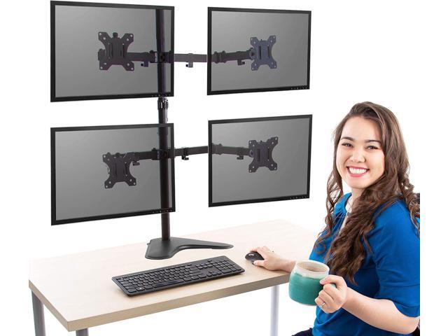 Stand Steady 4-Monitor Mount Height-Adjustable Stand with Stabilizing Base - Fits Most LCD/LED Monitors 17-32 in (Black)