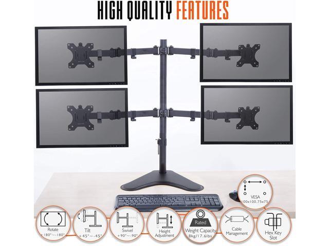 Stand Steady 4 Monitor Mount Height Adjustable Monitor Stand with Stabilizing Freestanding Base Four Monitor Arm with Full Articulation VESA...