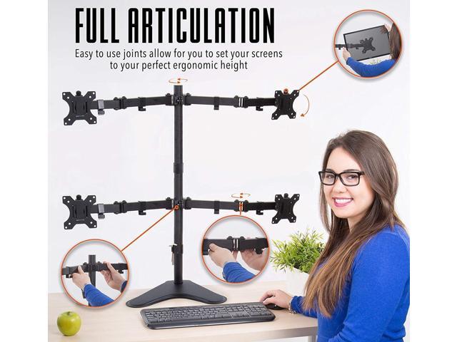 Stand Steady 4 Monitor Mount Height Adjustable Monitor Stand with Stabilizing Freestanding Base Four Monitor Arm with Full Articulation VESA...