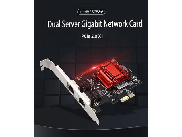 Dual-Port PCIe Gigabit Network Card 1000M PCI Express Ethernet Adapter with Intel 82575/82576 Two Ports LAN NIC Card for Support PXE for...