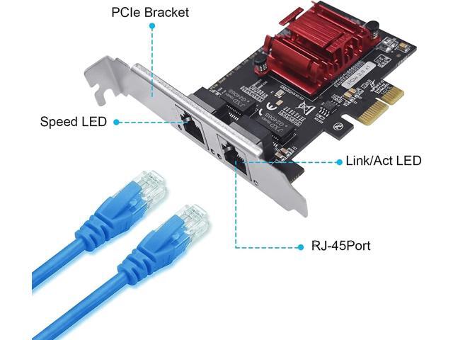 Dual-Port PCIe Gigabit Network Card 1000M PCI Express Ethernet Adapter with Intel 82575/82576 Two Ports LAN NIC Card for Support PXE for...