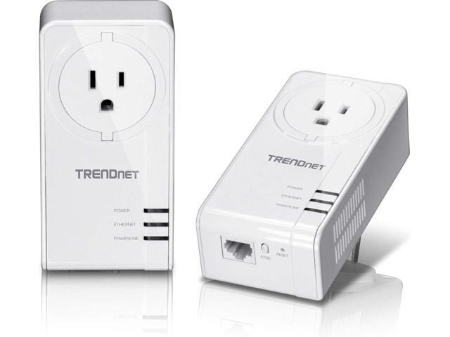 TRENDnet Powerline 1300 AV2 Adapter with Built-in Outlet Adapter Kit, Includes 2 x TPL-423E Adapters, IEEE 1905.1 & IEEE 1901, Gigabit Port, Range...