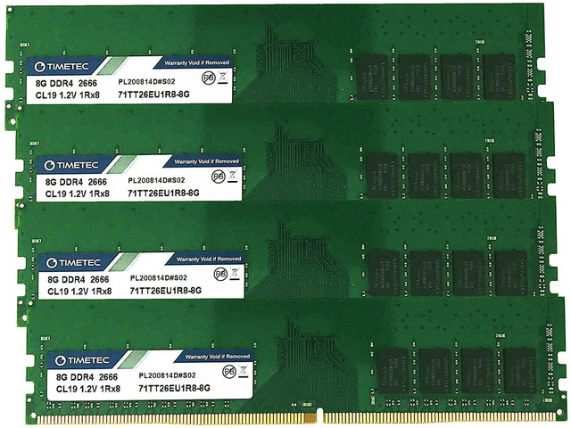 Timetec Hynix IC 32GB KIT (4x8GB) DDR4 2666MHz PC4-21300 Unbuffered ECC 1.2V CL19 1Rx8 Single Rank 288 Pin UDIMM Server Memory RAM Module Upgrade...