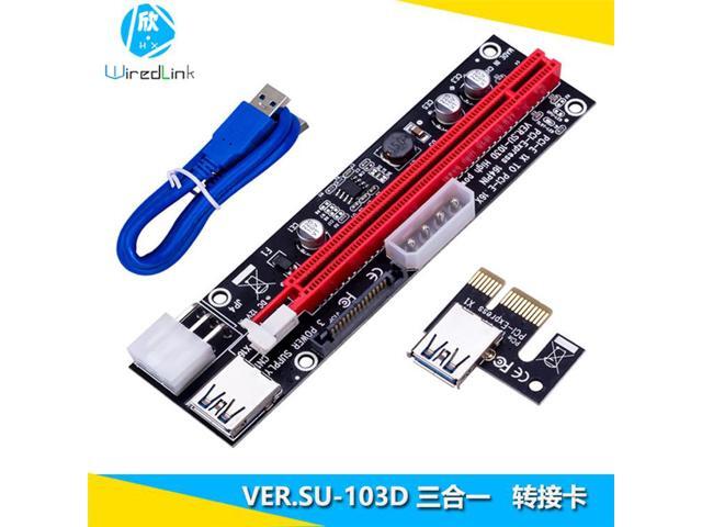 PCI-E port extension PCIEX1-X16 video card extension cable USB3.0 adapter card 3-in-1 Power supply 6-PIN