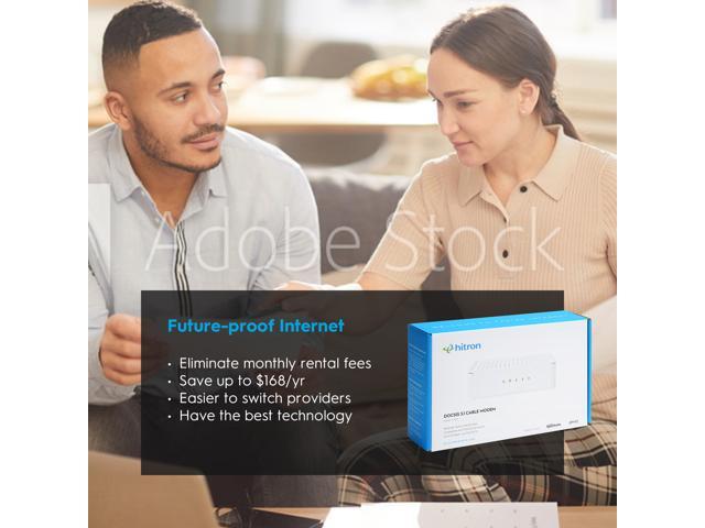 Hitron DOCSIS 3.1 Cable Modem (DOCSIS 3.1 Modem), 6 Gbps Max Speed Approved for Comcast Xfinity Gigabit and Charter Spectrum White (1 Gbps...