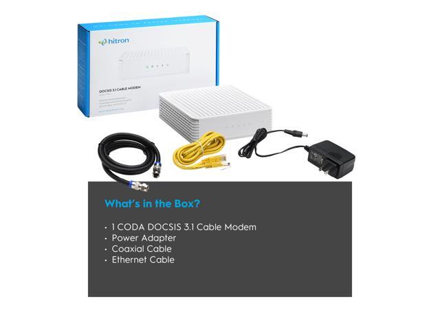 Hitron DOCSIS 3.1 Cable Modem (DOCSIS 3.1 Modem), 6 Gbps Max Speed Approved for Comcast Xfinity Gigabit and Charter Spectrum White (1 Gbps...
