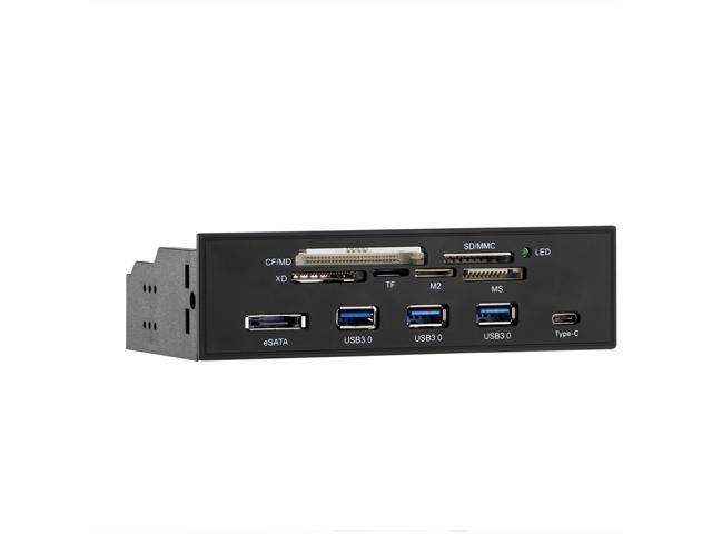5.25 inch PC Computer Front Panel USB 2.0 Card Reader With 3 Ports USB3.0 Type-C eSATA MD SD/MMC XD TF M2 MS 64G CF Multifunction Reader