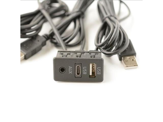 150cm Car Dash Flush Mount AUX+TYPE-C+USB Port Panel USB Extension Cable Adapter
