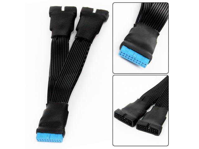 19-pin To USB 3.0 20-pin 1 To 2 Power Splitter Cable 18AWG Extension Cable Cord for Motherboard
