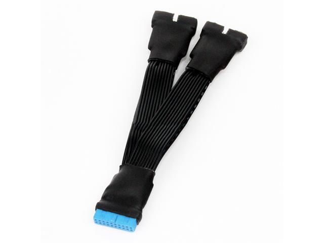 19-pin To USB 3.0 20-pin 1 To 2 Power Splitter Cable 18AWG Extension Cable Cord for Motherboard
