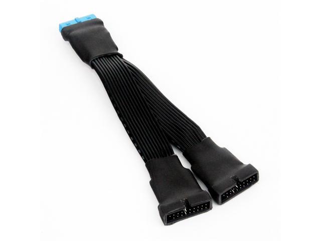 19-pin To USB 3.0 20-pin 1 To 2 Power Splitter Cable 18AWG Extension Cable Cord for Motherboard