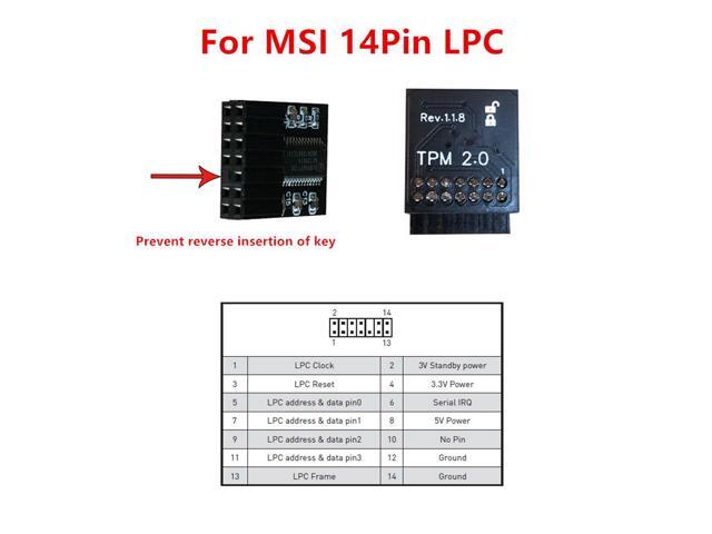 TPM 2.0 Module 14 PinTrusted Platform Module LPC for MSI MS-4136