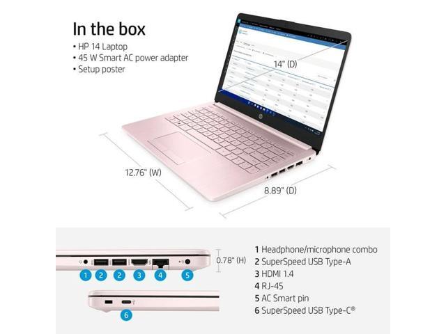 HP Stream 14' HD Laptop, Intel Celeron N4120 Processor, 4GB RAM,64GB eMMC,Windows 11 S Mode,Pink