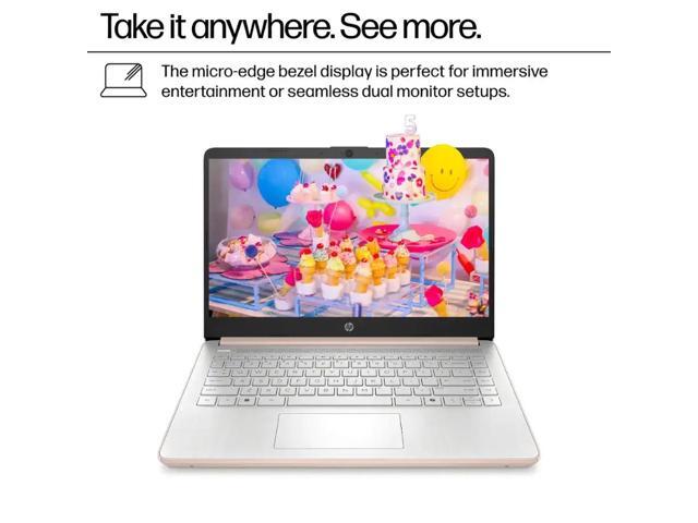 HP 14 HD Laptop - Intel N150 Processor - 8GB RAM,256GB SSD - Win 11 Pro - Pale Rose Gold