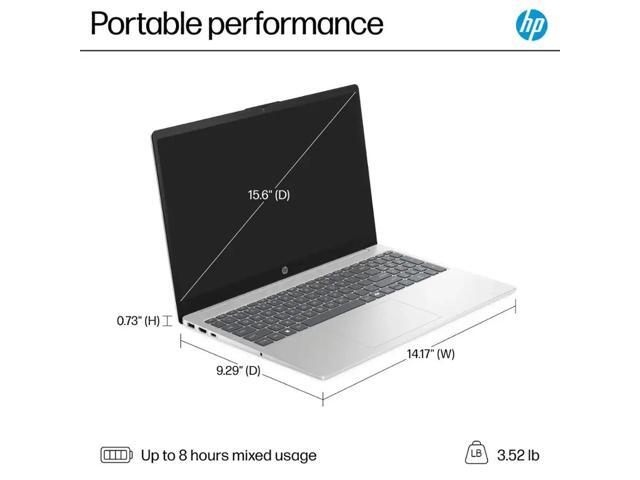 HP 15.6 HD Touchscreen Laptop - Intel core i3-1315U - Intel UHD Graphics - 32GB RAM,2 TB PCIe SSD - Windows 11 Pro - Silver