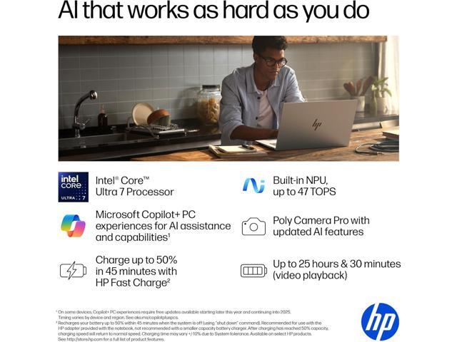 HP OmniBook 7 AI Copilot Laptop,17.3 FHD Touchscreen,Intel Core 7 256V Processor,16GB DDR5 RAM,1 TB SSD,Win 11 Pro