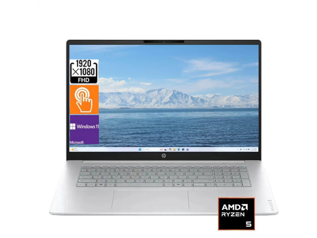 HP OmniBook 3 AI-Assistance Laptop -17.3' FHD Touchscreen -AMD Ryzen 5 130 processor -Wi-Fi 6 and Bluetooth 5.4 -16GB DDR5 RAM,1 TB SSD -Win 11 Pro