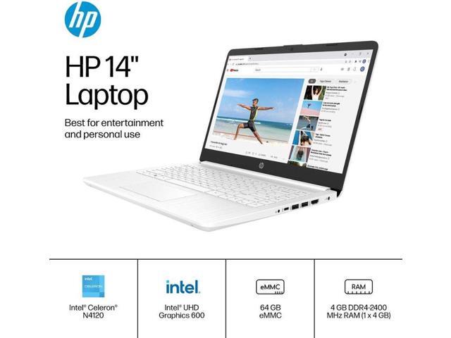 HP Stream 14' HD Laptop, Intel Celeron N4120 Processor, 4GB RAM, 64GB Storage, Intel UHD Graphics, 720p Webcam, 1 Year Office 365,Win 11 S Mode, White