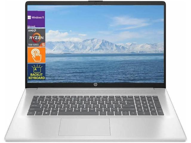 HP 17.3' HD Touch Laptop,AMD Ryzen 5 7430U Processor,Backlit KB,32 GB RAM,1 TB PCIe SSD,Win 11 Pro