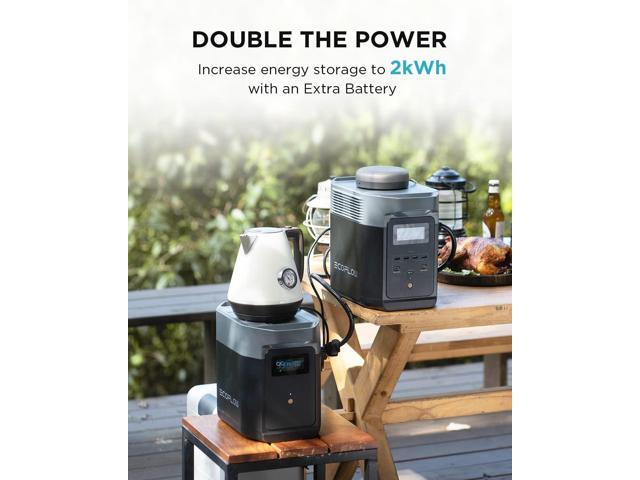 EcoFlow DELTA 2 Extra Battery, 1kWh Added Capacity for Home Backup Power, Portable Battery to Power Multiple Heavy-Duty Devices
