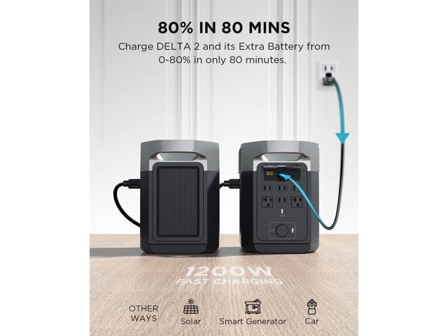 EcoFlow DELTA 2 Extra Battery, 1kWh Added Capacity for Home Backup Power, Portable Battery to Power Multiple Heavy-Duty Devices