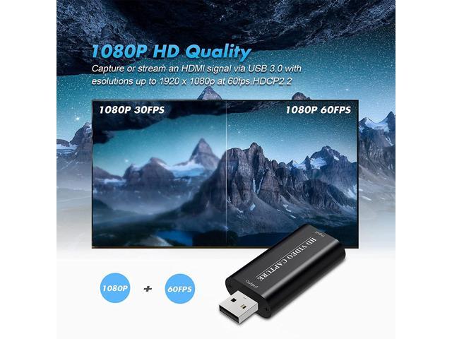 HDMI to USB Video Capture Card, HDMI to USB 1080p USB2.0, Record Directly to Computer for Gaming, Streaming, Teaching, Video Conference or Live...