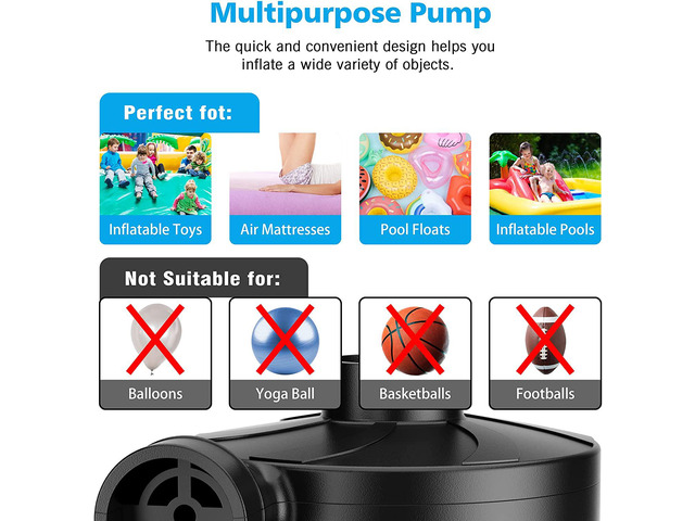 Rybozen electric Air Pump for Inflatables, Portable Quick-Fill Air Pump with 3 Nozzles, Inflator & Deflator Pumps for Outdoor Camping, Air Mattress...