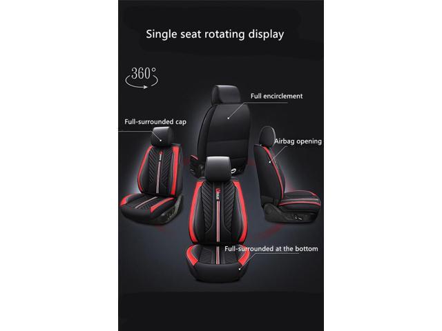 Acaigel Deluxe PU Leather Car Seat Covers Front Rear Cushion Fit 5-Seats Sedan