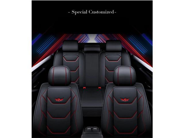 Paiying Full Set Black Red, PU Leather, Comfortable, Anti-Skid, Front Rear Seat Covers, 3 Pieces