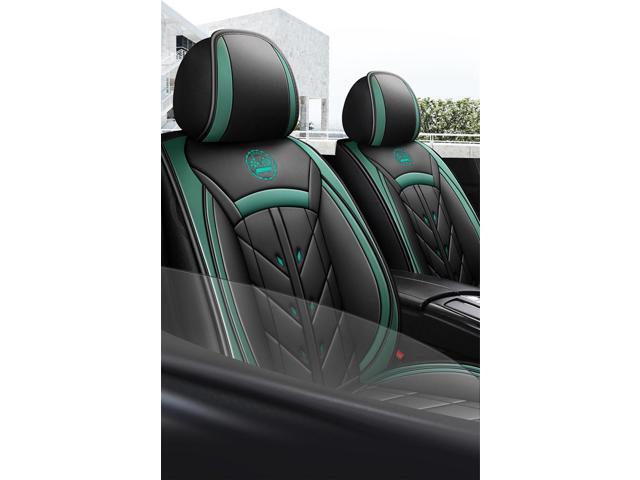 Paiying Full Set Car Seat Cover Front+Rear Protector Black & Green Leather US