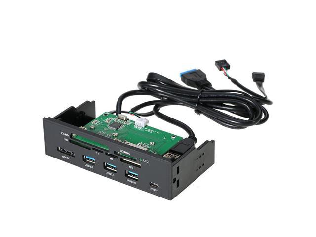 5.25' PC Computer Front panel USB 2.0 card reader with 3 ports USB3.0,Type-C, eSATA, MD, SD/MMC, XD, TF, M2, MS,64G CF Reader