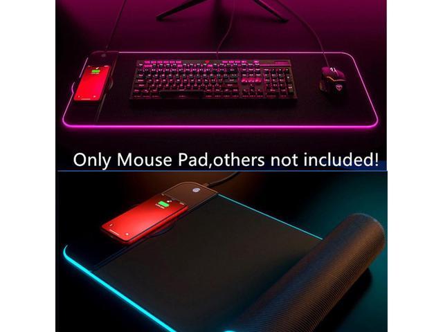 Cool Luminous Changeable Color RGB Gaming Wireless Charging Computer Mouse Pad Colorful Luminous Rubber Mouse Pad for PC Laptop Keyboard Table Mat