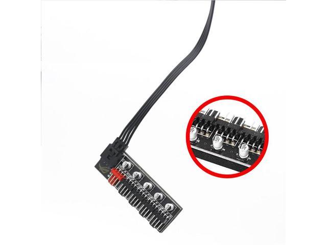 12V 3Pin / 4Pin Fan Accessory 5-port PC Fan Hub Shunt Speed Controller Adapter, Suitable for 4-pin PWM Cooler Cooling Fan Computer Cable Connector