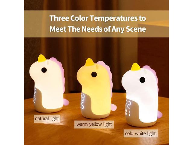 Kids Alarm Clock, Night Lights and Wake Up Lights for Boys Girls Bedroom, Cute Rechargeable Unicorn Digital Alarm Clock for Kids, Birthday Gift,...