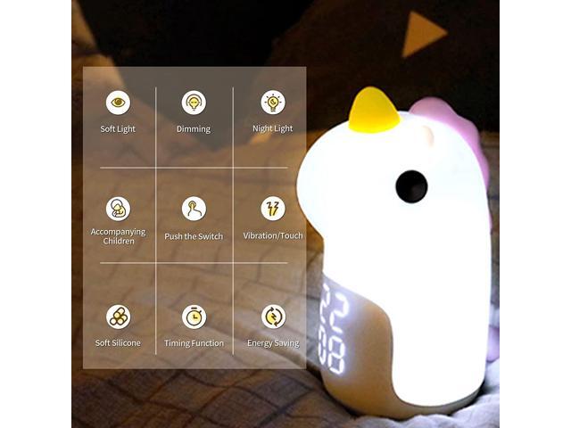 Kids Alarm Clock, Night Lights and Wake Up Lights for Boys Girls Bedroom, Cute Rechargeable Unicorn Digital Alarm Clock for Kids, Birthday Gift,...