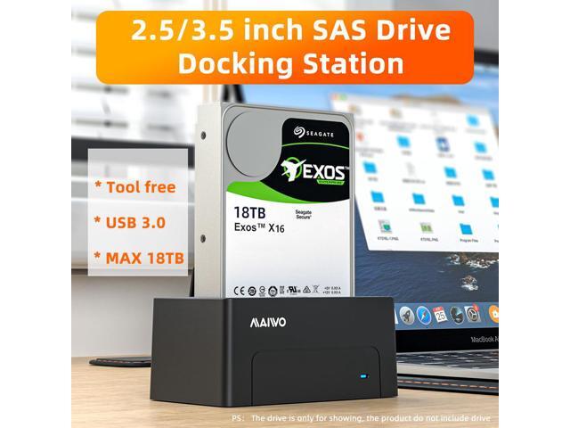 MAIWO USB 3.0 to SAS Hard Drive Dock, SAS Hard Disk Reader / Adapter/ Enclosure Docking Station for 2.5/3.5 inch SAS HDD SSD with 12V/2A Power...