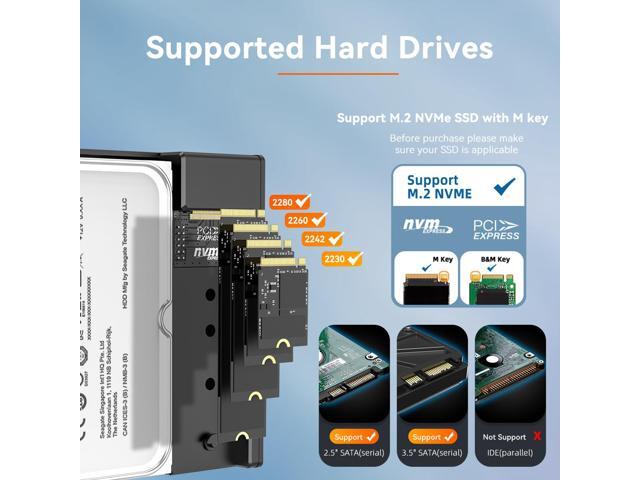 MAIWO M.2 NVMe Enclosure + 3.5/2.5 Inch SATA Hard Drive Enclosure, Dual Bay HDD SSD Duplicator for M.2 & 3.5/2.5 Inch SATA Drive, Max 10Gbps...