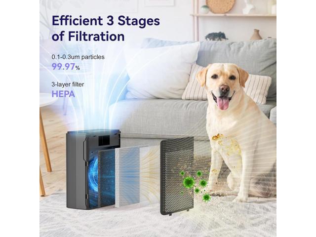 Air Purifiers for Home Pets Covers Up to 1500 Sq Ft,H13 True Hepa Filter with Filter Reminder,Pet Hair Dander Smoke Air Cleaner,22 dB Quiet Sleep...