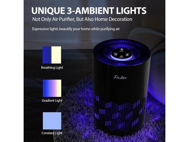 Air Purifiers, HEPA Air Purifier for Bedroom with RGB Lights Air Purifiers for Dust Pets Smoke Pollen Dander Smell, Portable Air Purifier with Air...
