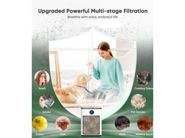 Air Purifiers,FRESHDEW Air Purifiers for Home Up to 2300ft² With Double-sided Air Inlet, Air Quality and Sensors,H14 True HEPA Air Washable...