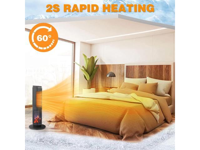 ZOKOP 25' Tower Space Heater with 3D Flame, 1500W Portable Electric Heater with Thermostat, 60° Oscillation, Timer, Remote Control, for Indoor...
