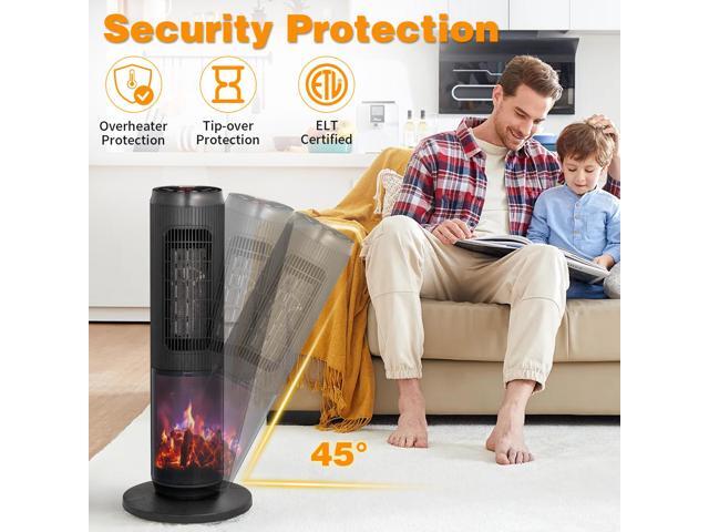 ZOKOP 25' Tower Space Heater with 3D Flame, 1500W Portable Electric Heater with Thermostat, 60° Oscillation, Timer, Remote Control, for Indoor...