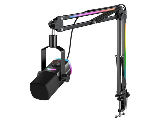 FIFINE Gaming Microphone Kit, XLR/USB Dynamic PC Microphone with Boom Arm for Podcast Recording, RGB Streaming Mic Set, Tap-to-Mute, Mix Control,...