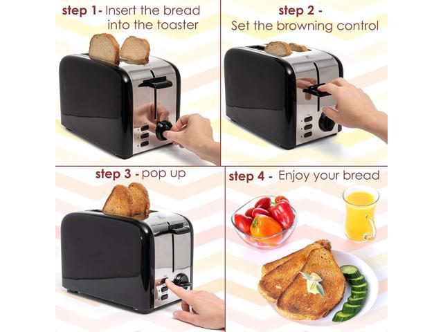 Moss & Stone 2 Slice Toaster, 1.5in Extra-Wide Slot Toaster For Bagel & Defrost with 5 Shade Settings, Bread Toaster 2 Slice With Removable Crumb...