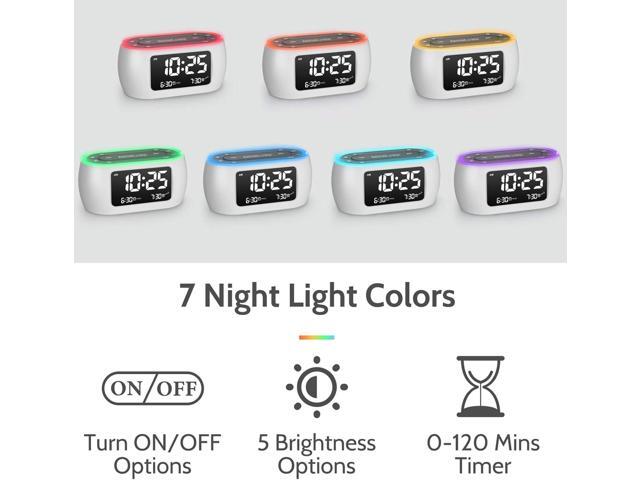 HOUSBAY Glow Small Alarm Clock Radio for Bedrooms with 7 Color Night Light, Dual Alarm, Dimmer, USB Charger, Battery Backup, Nap Timer, FM Radio...