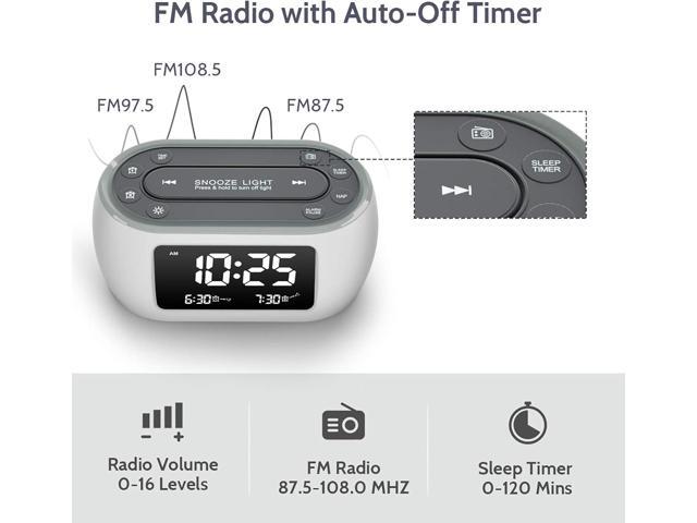 HOUSBAY Glow Small Alarm Clock Radio for Bedrooms with 7 Color Night Light, Dual Alarm, Dimmer, USB Charger, Battery Backup, Nap Timer, FM Radio...