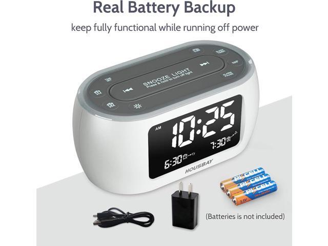 HOUSBAY Glow Small Alarm Clock Radio for Bedrooms with 7 Color Night Light, Dual Alarm, Dimmer, USB Charger, Battery Backup, Nap Timer, FM Radio...