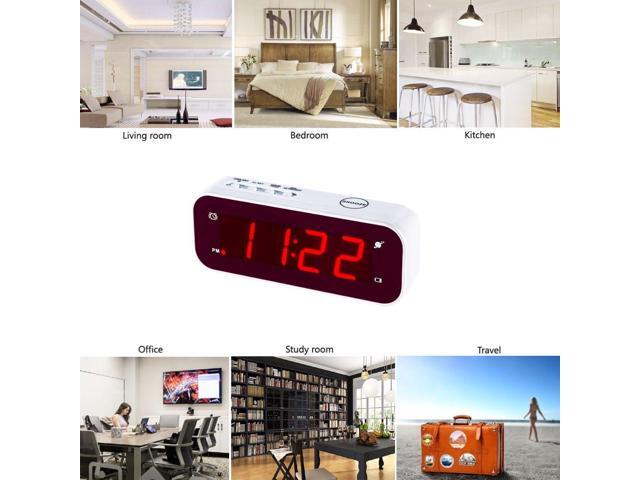 Small Digital Clock Battery Operated, LED Travel Alarm Clock Battery Powered with Snooze, Cordless, Brightness Adjustable, 12/24Hr, Easy to Use